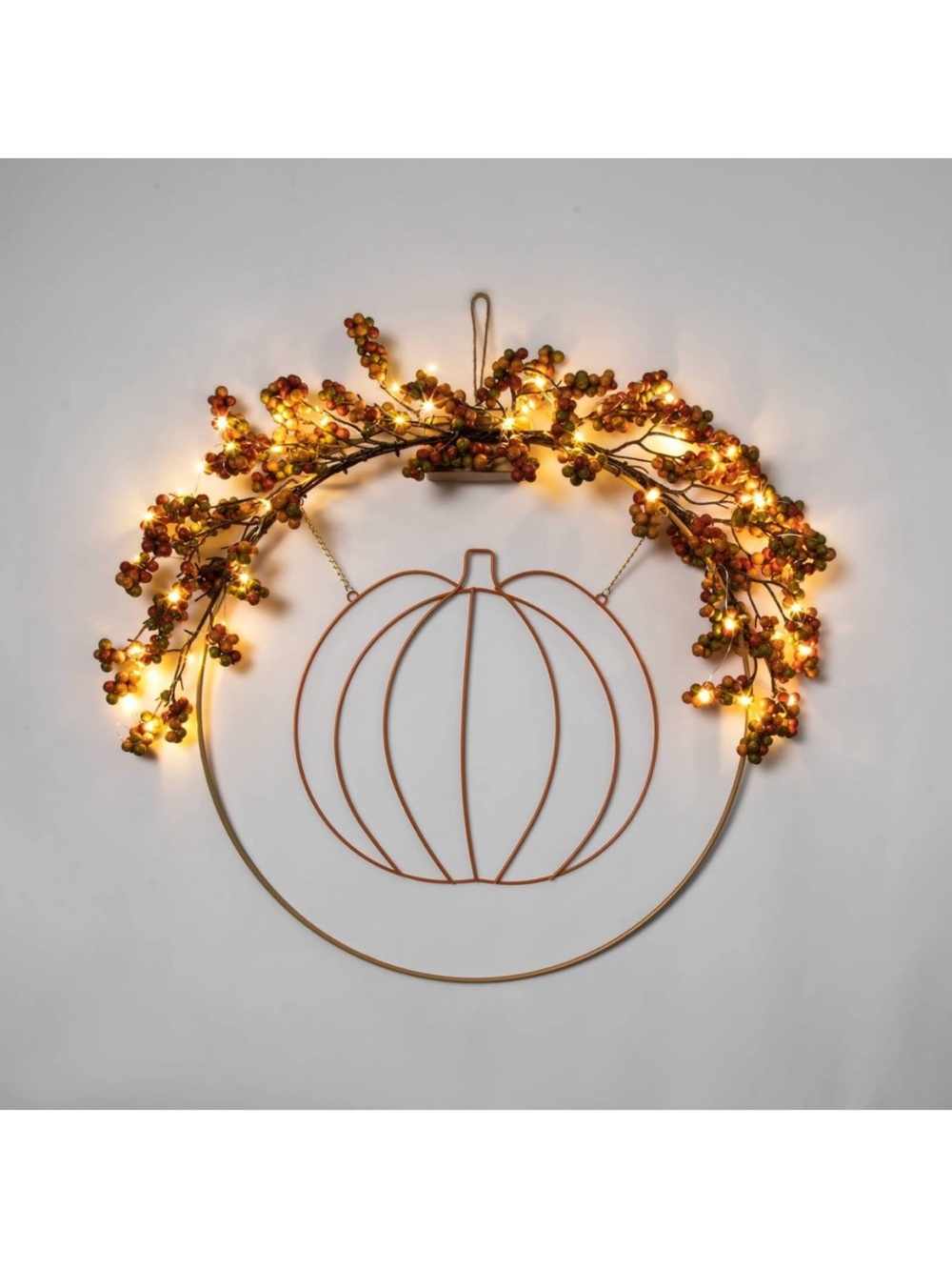 Target Copper Pumpkin Hoop Wreath with Amber Berry Lights